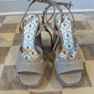 Hill House The Party Platform in SAND LINEN Size 7